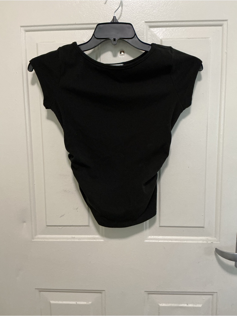 Classic Black Cap-Sleeve Crewneck Top for Women